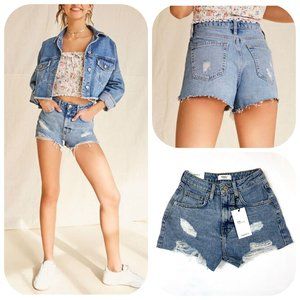 NWT Forewer 21 high waist disstressed denim shorts